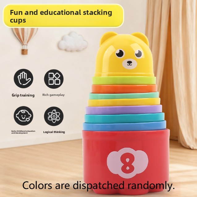 Rainbow Stacking Cups for Babies – 9-Piece Play Set