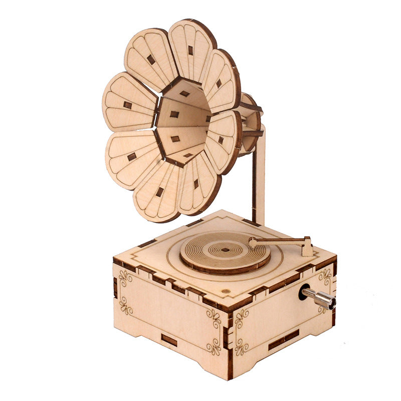 BYH803 Wooden Phonograph Music Box Kit