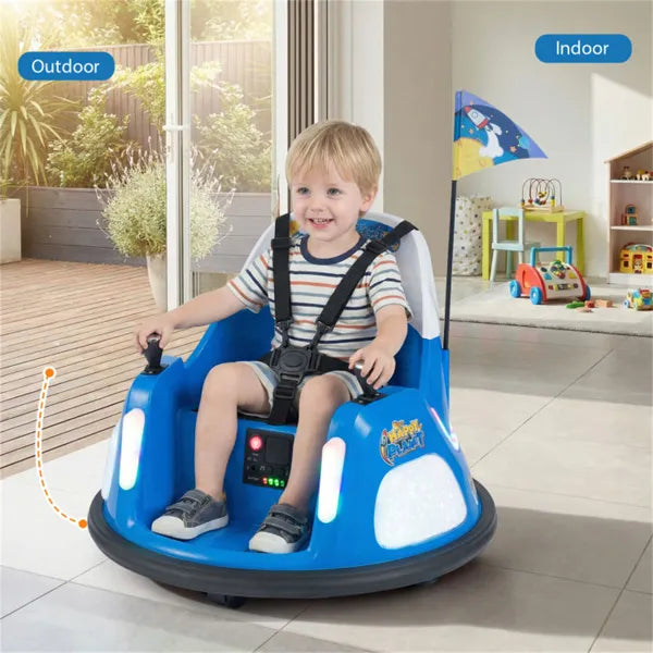 Blue Kids Bumper Car Ride-On with Music & Lights