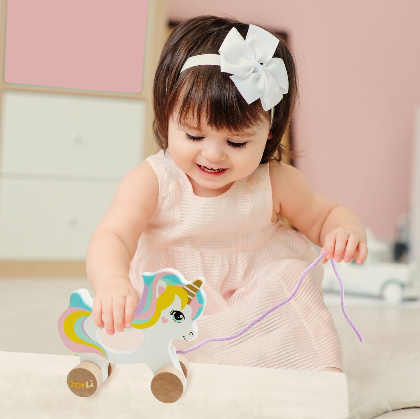 Unicorn Wooden Baby Toys Pull Toys for Toddlers