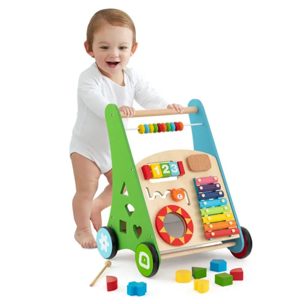 7-in-1 Wooden Baby Activity Walker for Toddlers