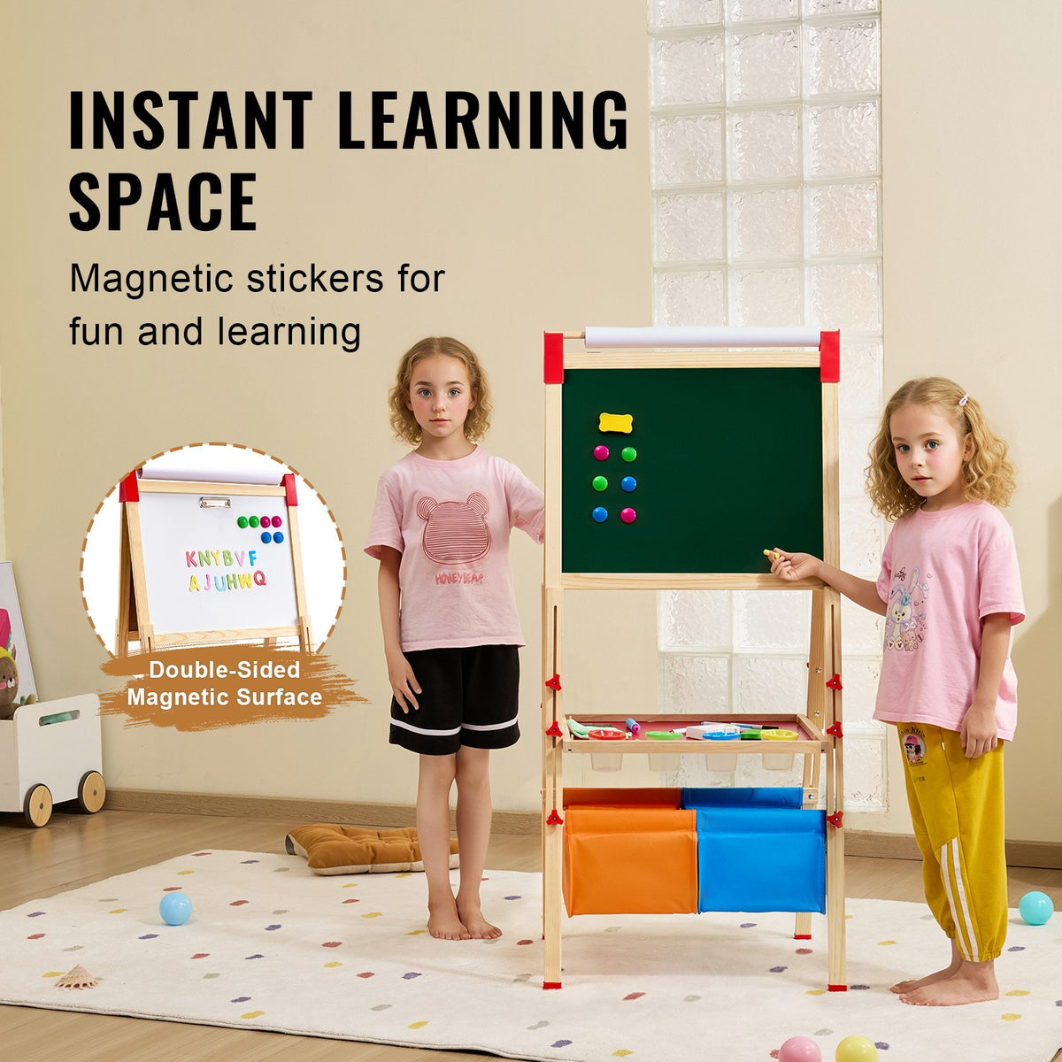 3-in-1 Kids Wooden Art Easel