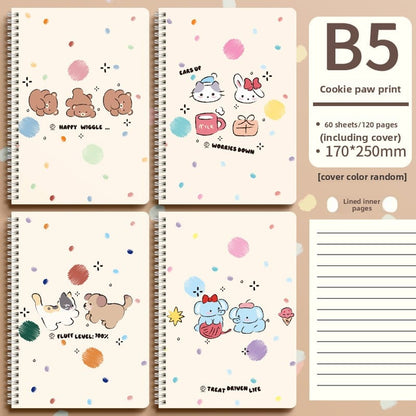 Cute Animal Coil Notebook with Hard Cover - A5/B5, 60 Sheetsd