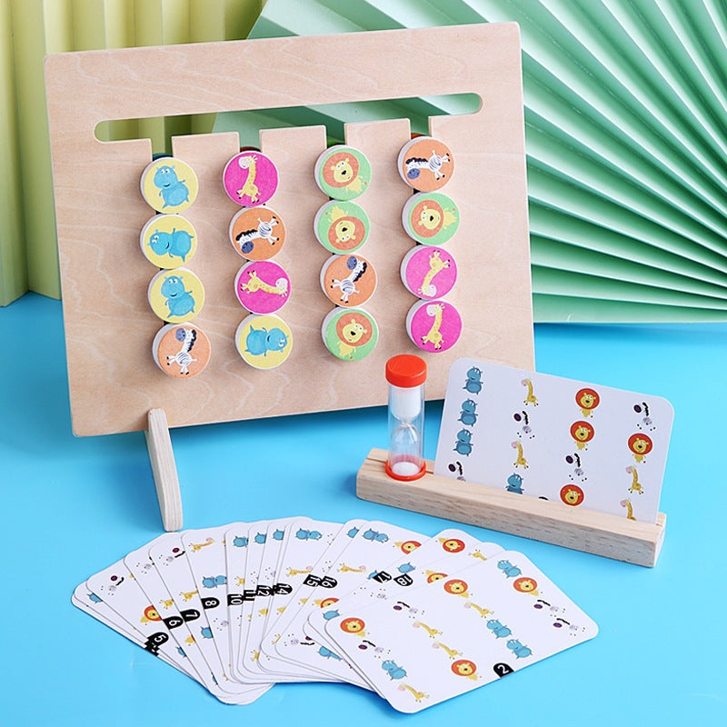 Wooden Four-Color Matching Game – Fruit, Animal & Ocean Themes