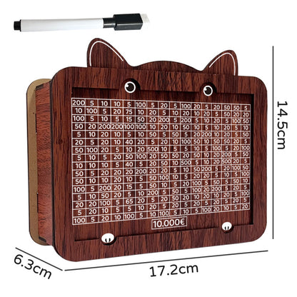 Wooden Savings Box with Money Counter Cat Printed 10k EUR