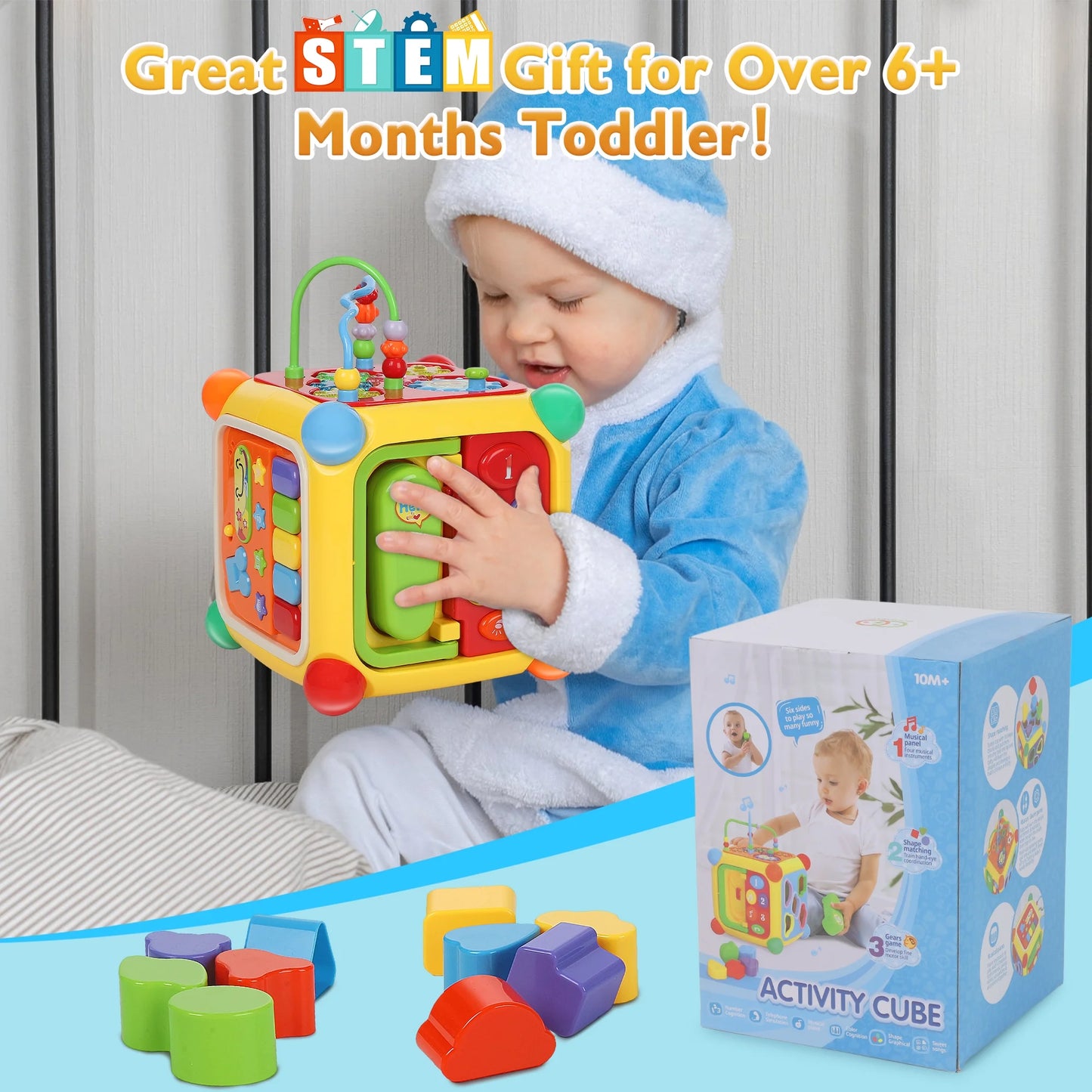 Baby Activity Cube Learning Toys for 6-36 Months,Educational Montessori Toddler Toys Birthday Party Gifts for Boys Girls(Muti-Color)