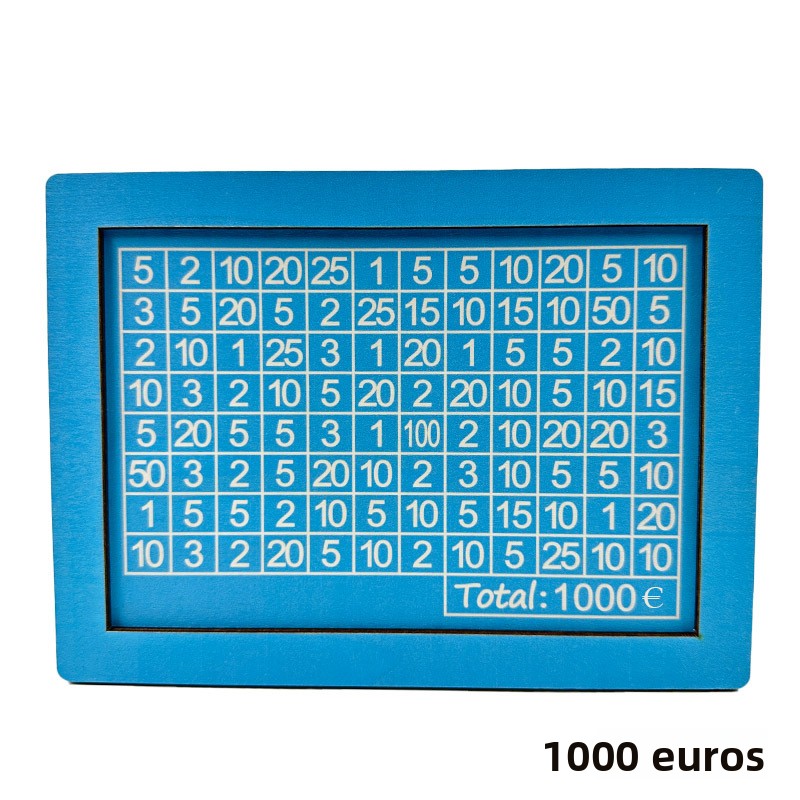 Wooden Goal Box with Counter blue 1000 euros free pen 17.2�12.5�6.5cm