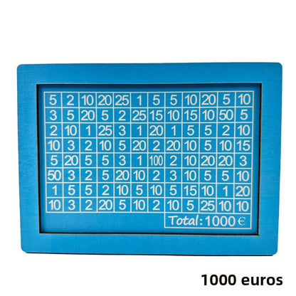 Wooden Goal Box with Counter blue 1000 euros free pen 17.2�12.5�6.5cm