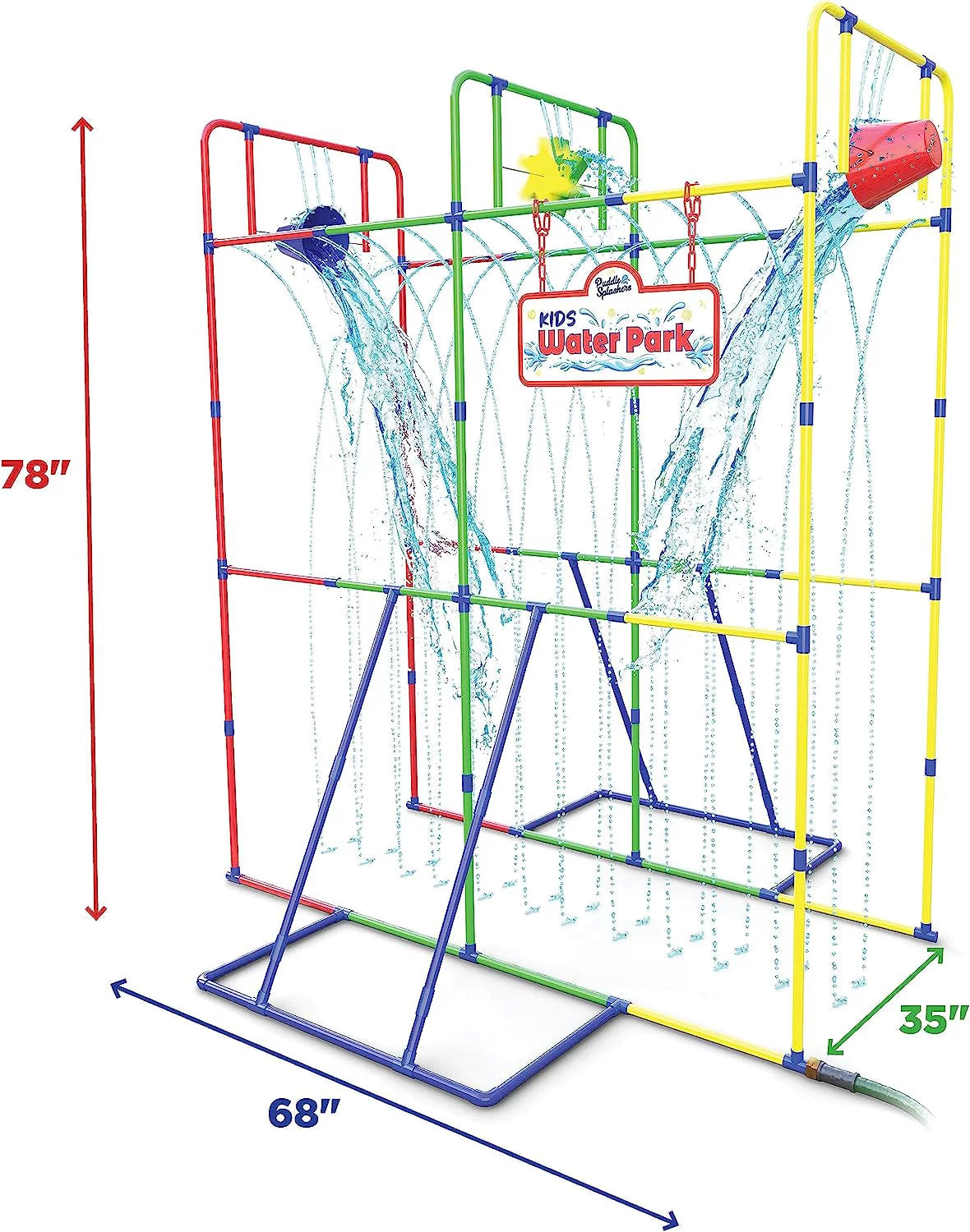 Backyard Waterpark Sprinkler Water Toy for Kids, Fun Outdoor Water Play with Dump Buckets and Splash Wheel Water Toys for Backyard