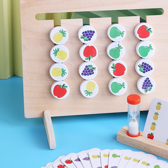 Wooden Four-Color Matching Game – Fruit, Animal & Ocean Themes
