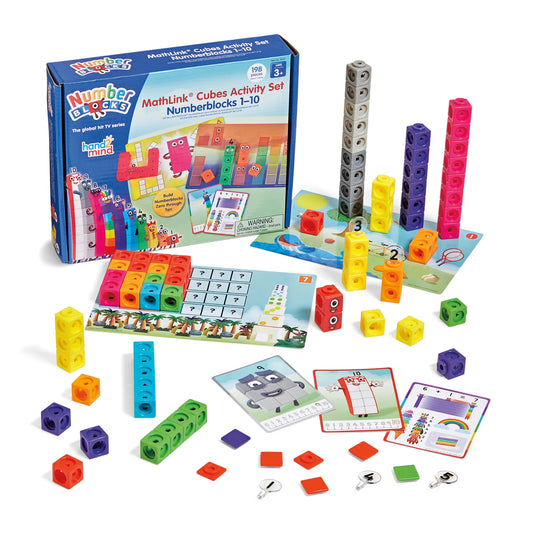 Hand2Mind Mathlink Cubes Numberblocks 1-10 Activity Set, Educational Math Games for Kids