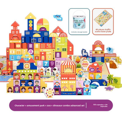 Creative Large Blocks Set 184pcs+48Base City+Fig+Park+Zoo+Dino L2