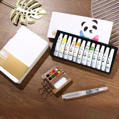 Mini Watercolor Paint Box with Sketchbook and Brush