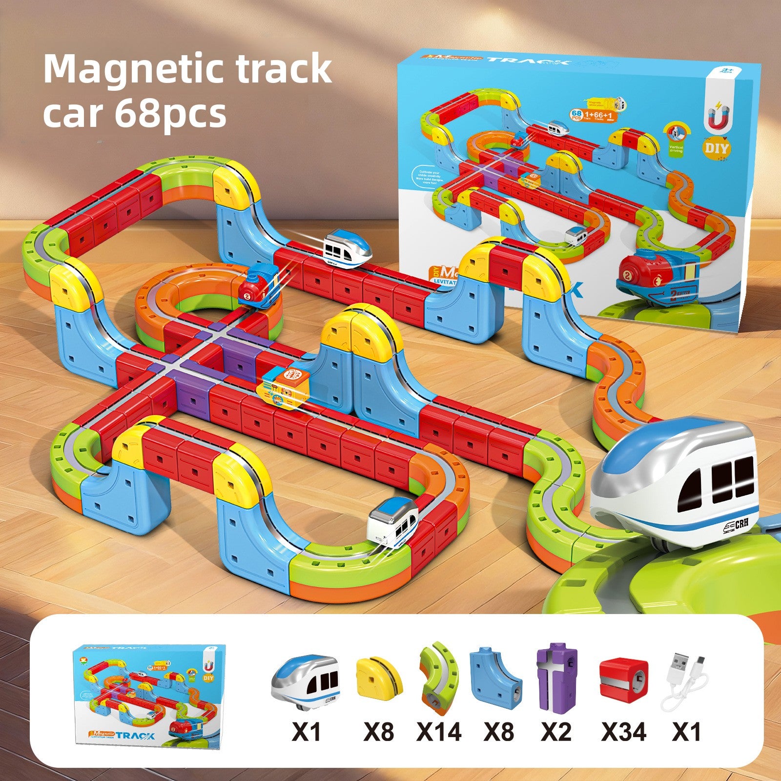 Creative Track Building Set ModularTrackCube 68pcs Mag