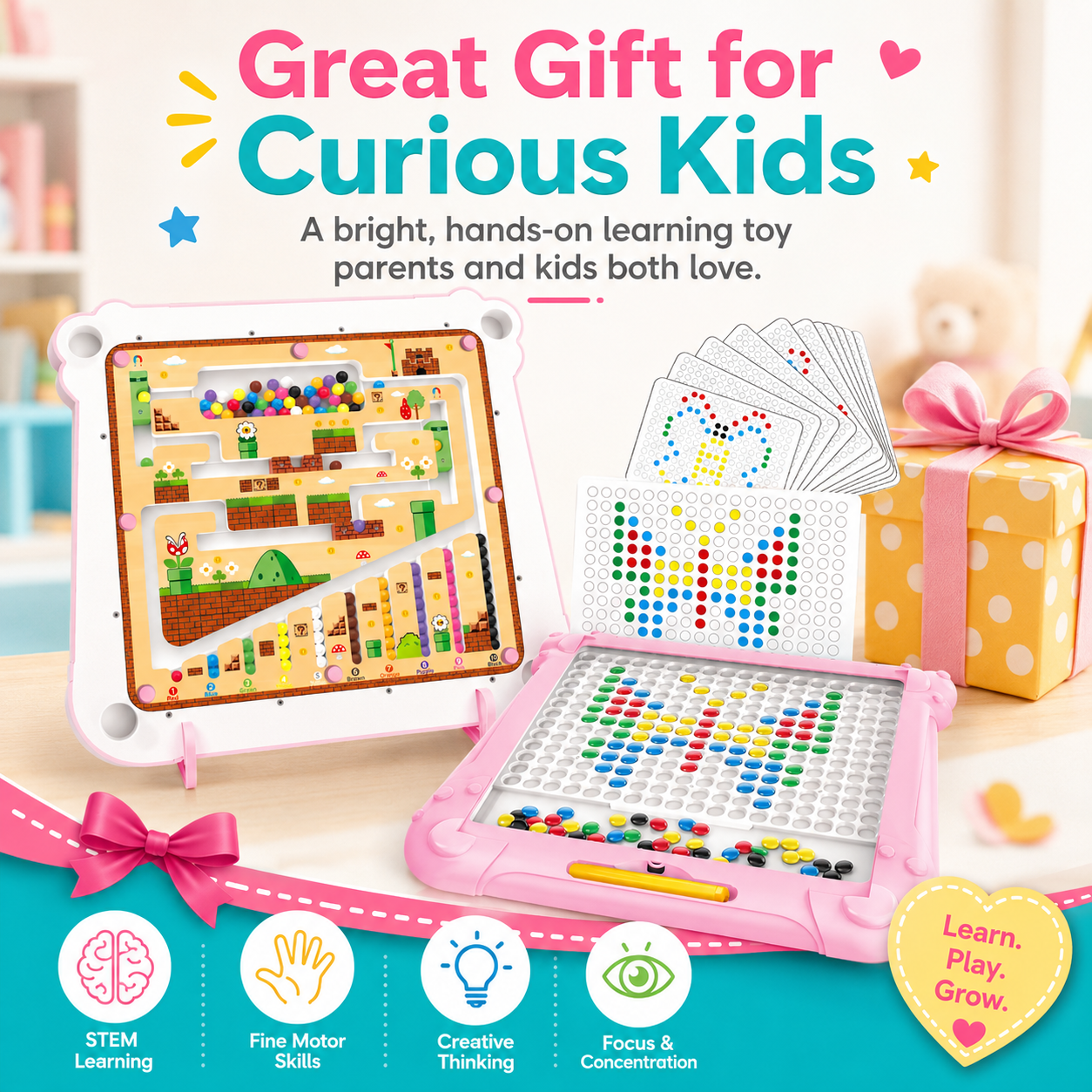 Magnetic Maze Board for Ages 3–6 — Math & Color Learning | 2-in-1