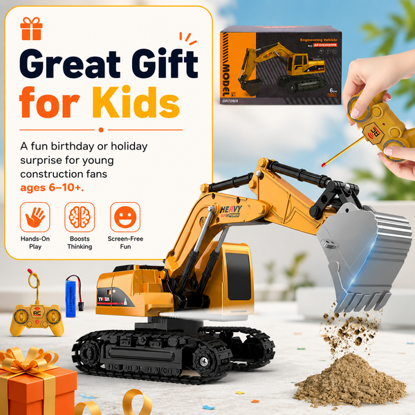 Rechargeable Remote Control Excavator Toy for Kids – RC Construction Truck for Boys and Girls Ages 6+