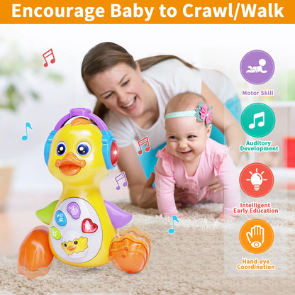 Crawling Duck Baby Toy, Dancing Tummy Time Infant Toys 0-3-6 6-12 12-18 Months with Music & Light, Educational Learning Toys for Toddlers, Birthday Gifts 1 Year Old Boy Girl