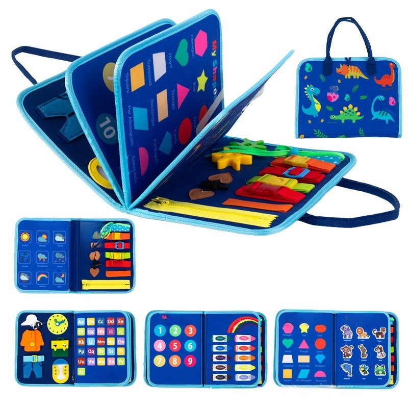 Felt Busy Boards for Kids – 12 Designs Navy Blue Dinosaur – Listed 44 × 28 cm