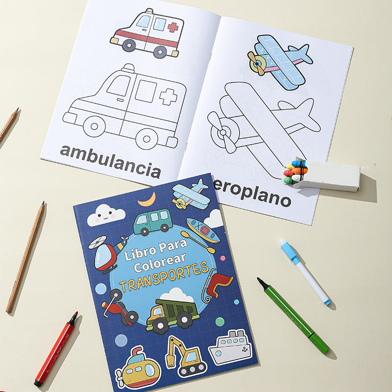 A4 Spanish Early Childhood Educational Cognitive Coloring Book Simple Drawing Doodle Book 16 Pages