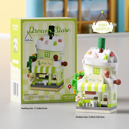 Mini City Street Building Blocks Set Street-milk tea shop 205 micro particles