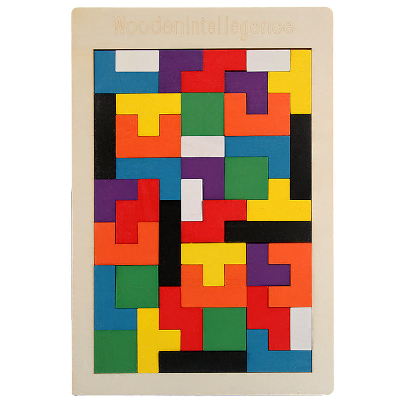 Wooden Tetris Puzzle Board for Kids