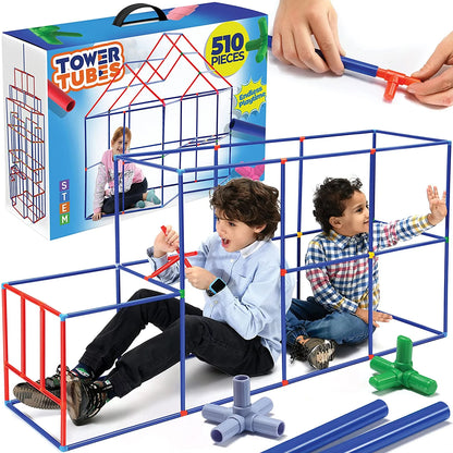 Building Toys 510 Piece, Stem Fort Building Kit for Kids 7+ Sturdy Construction Fort Builder, Indoor and Outdoor Building Toy