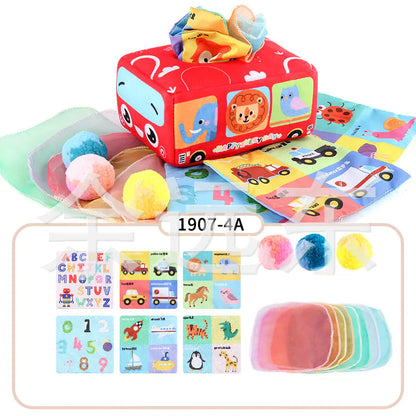 Sensory & Soft: Baby Educational Cloth Book and Tissue Box Toy! 👶🎁