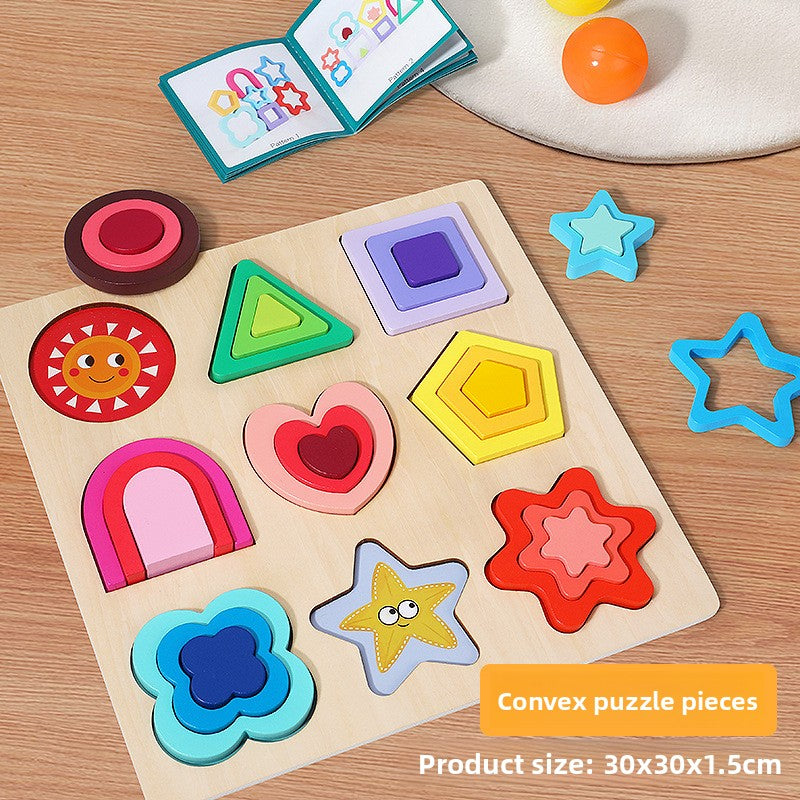 Geometric Wooden Puzzle Blocks for Kids
