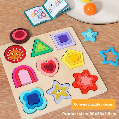 Geometric Wooden Puzzle Blocks for Kids