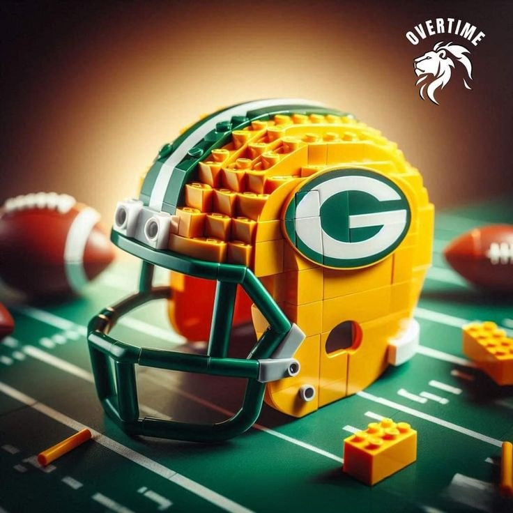 Football Helmet Building Blocks Display Set Green Bay Packers