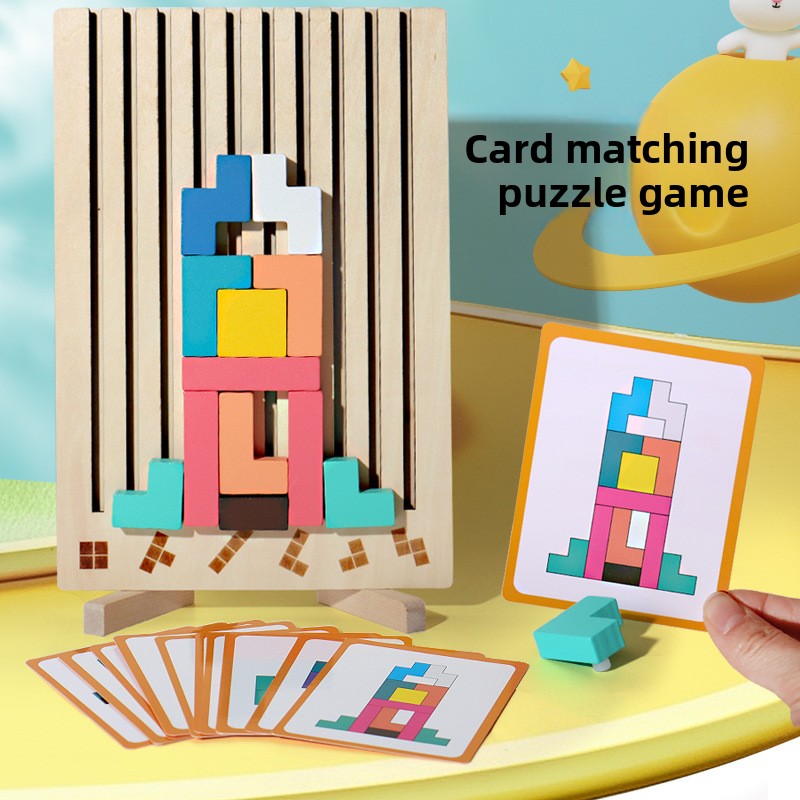 Beech Wood Tetris Puzzle Blocks for Kids