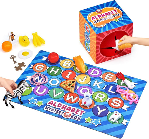 Alphabet Mystery Box for Kids,26 PCS Letters Sorting Matching Game Activities Letter Sounds Fine Motor Learning Toys for Preschool Kindergarten Toddlers