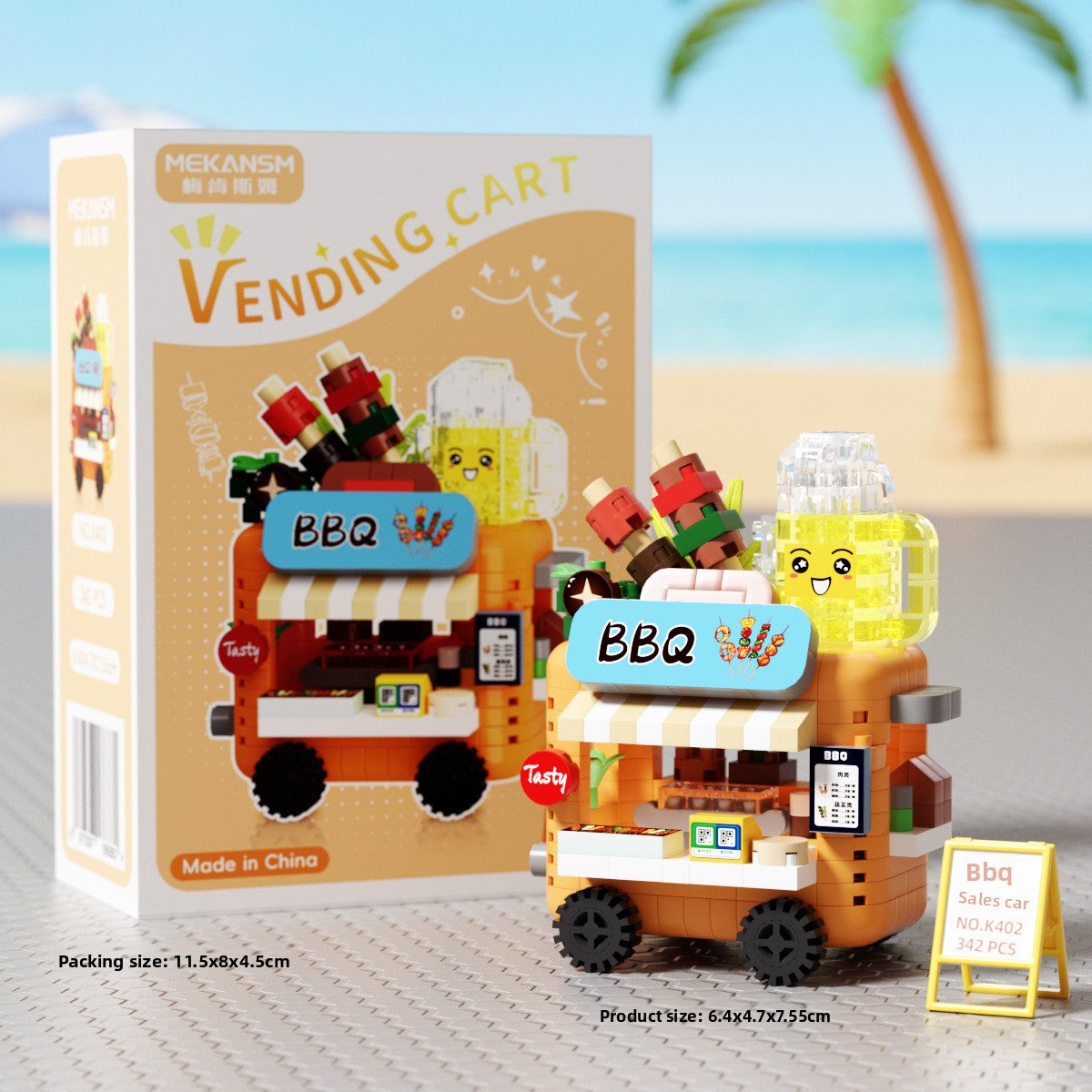 Mini City Street Building Blocks Set Bbq vending cart 342 micro particles