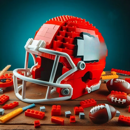 Football Helmet Building Blocks Display Set Kansas City Chiefs
