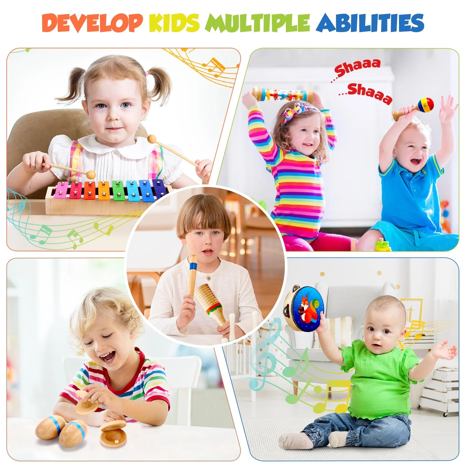 Kids Music Toys Drum Xylophone Musical Instruments for Toddlers 1-5 Boys Girls Educational Toy