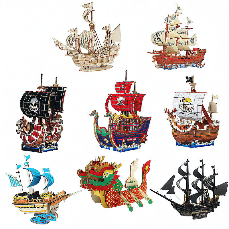 Wooden Ship 3D Puzzle Kit for Kids