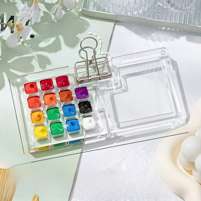 Mini Watercolor Paint Box with Sketchbook and Brush