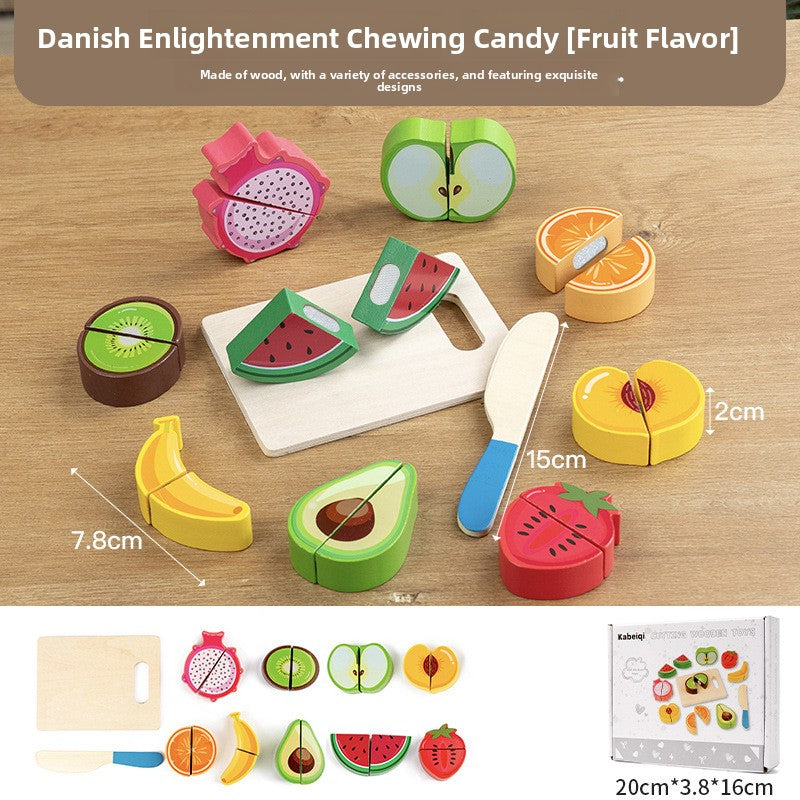 Wooden Pretend Food Cutting Toys – Fruit, Vegetable & Dessert Sets