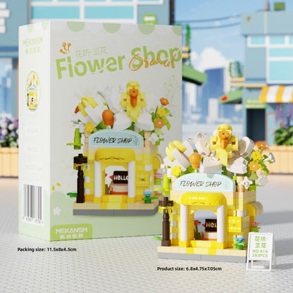 Mini City Street Building Blocks Set orchid shop 283 micro particles