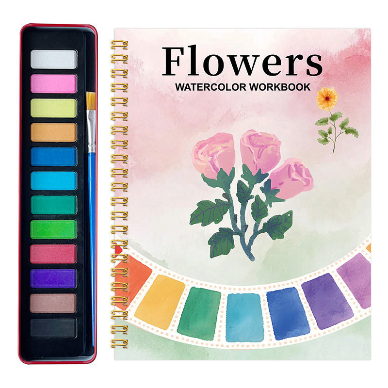 Watercolor Painting Workbook with Paint Box