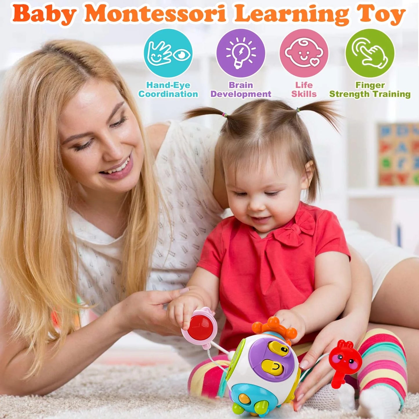 Baby Montessori Sensory Toddler Toys: Gifts for 1 2 3 Boys Girls | 1St Birthday Gifts for Girl Boy | 7-In-1 Activity Cube, 12-Months Baby Educational Toys