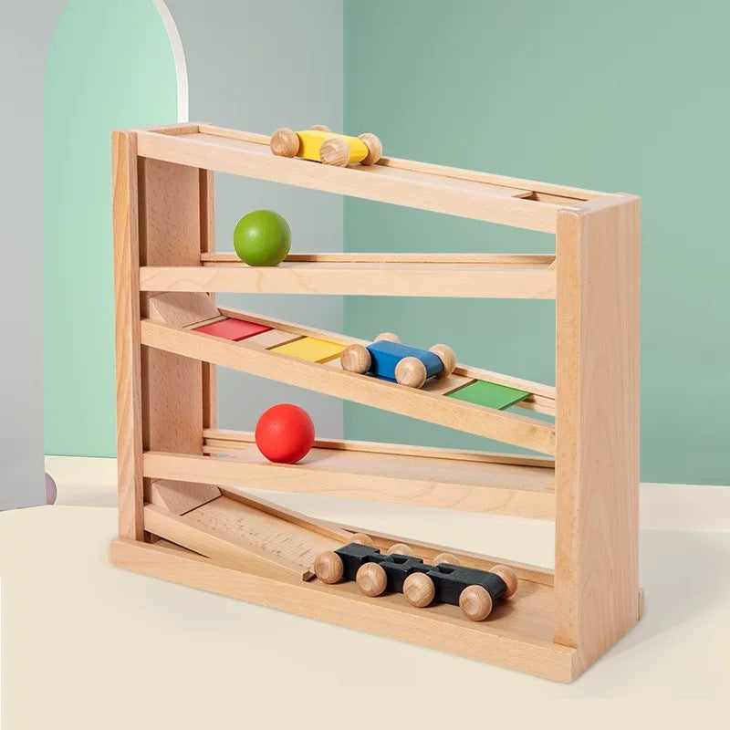 Wooden Montessori Ball Track with Four Balls