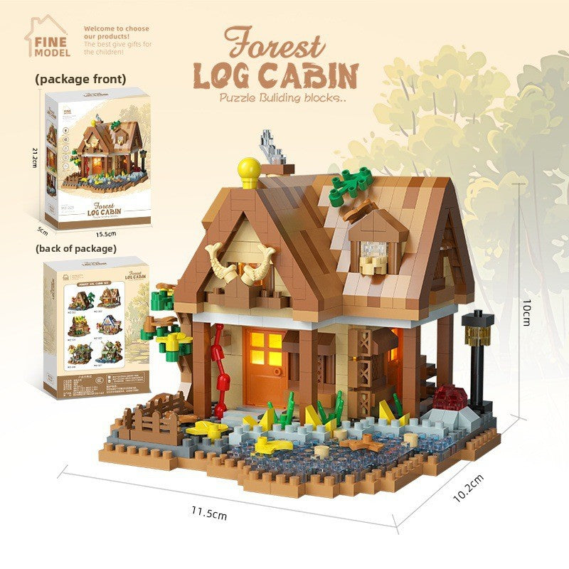 Mini City Street Building Blocks Set Warm wooden house 860 grains