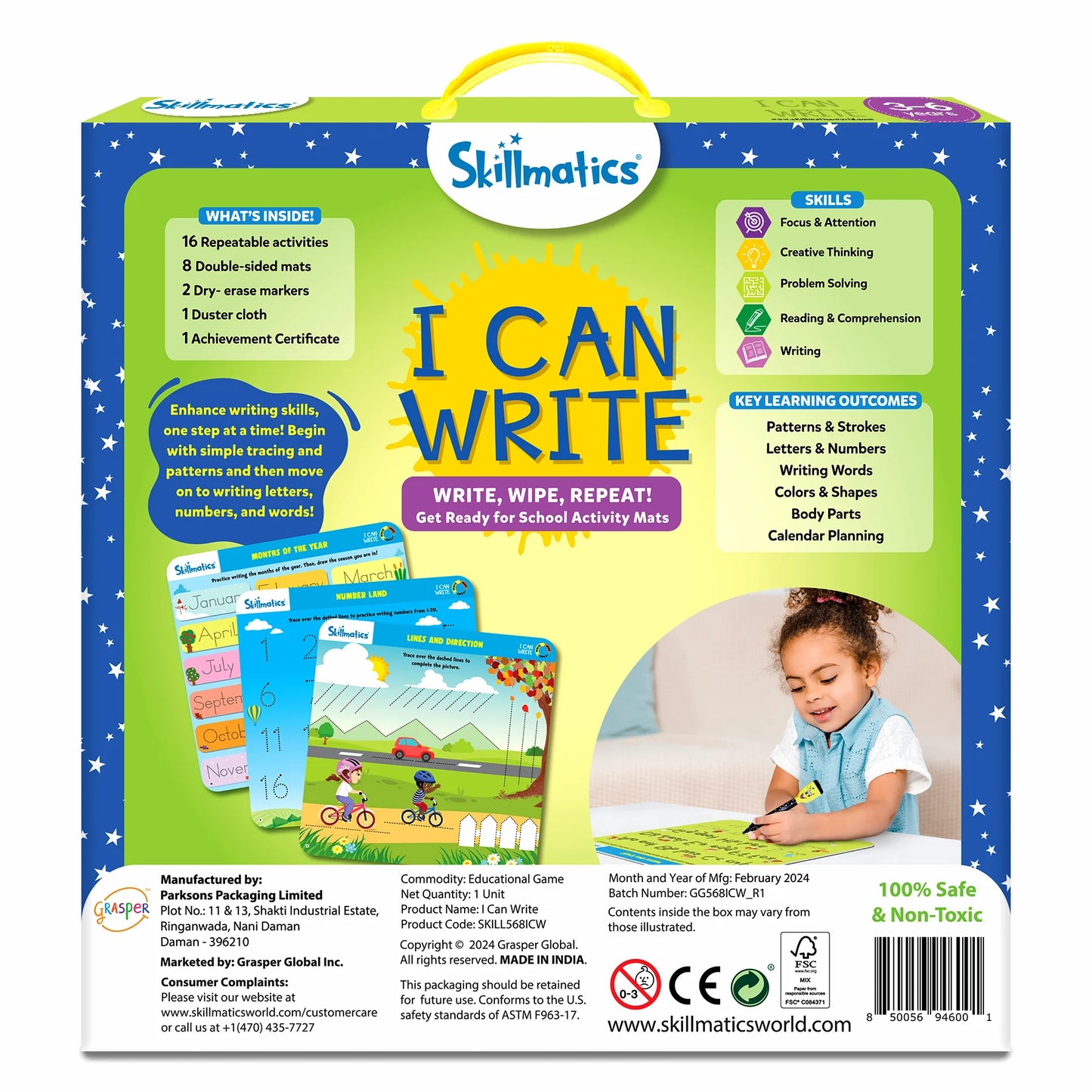 Educational Toy - I Can Write, Preschool & Kindergarten Learning Activity for Toddlers Ages 3+, Skill Drill Flash Cards, Product Height 10.8 In