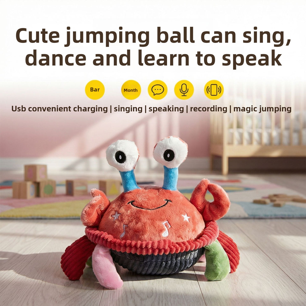 Electronic Jumping Pig Toy with Music Rechargeable bouncing ball English Version