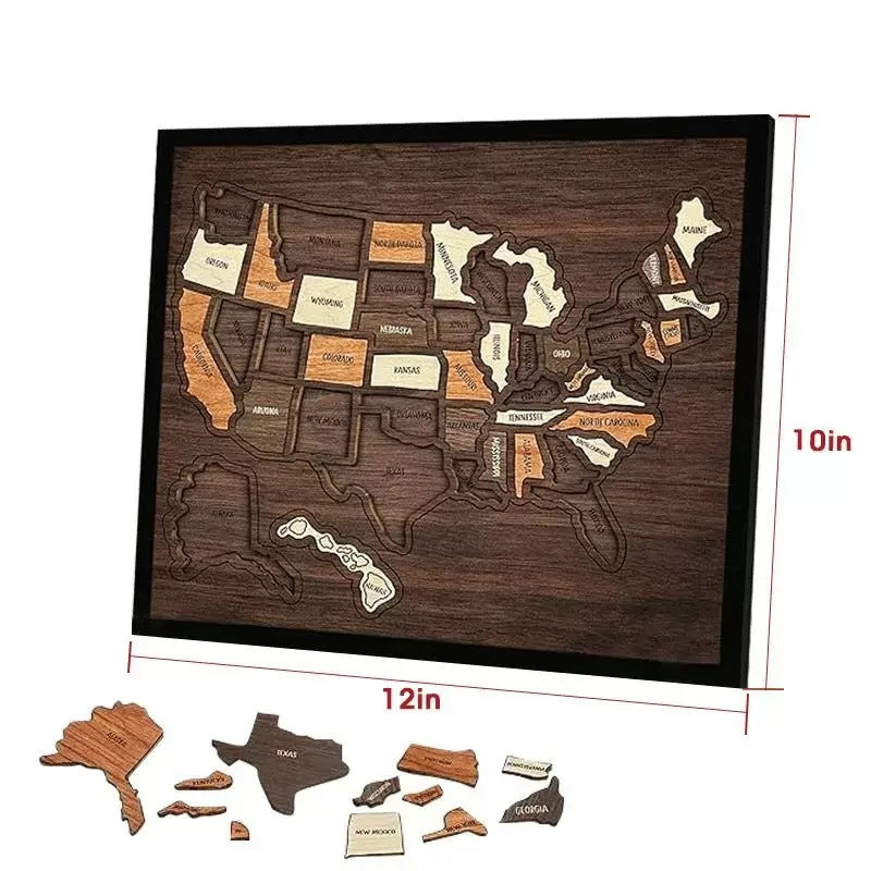 Wooden USA Map Puzzle for Kids