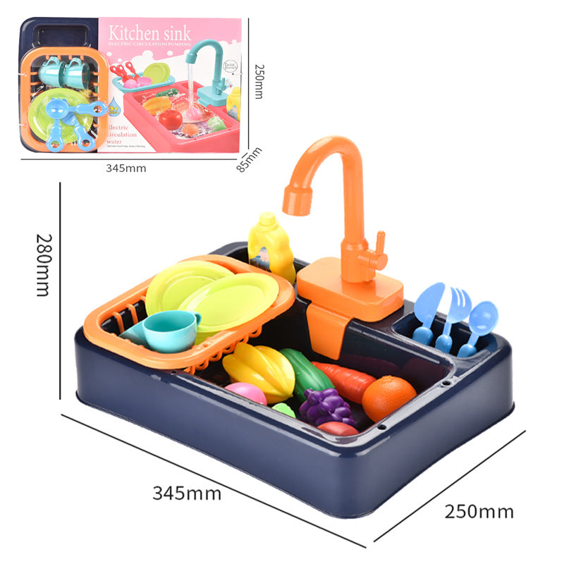 Electric Dishwasher Toy with Spray Function Royal Blue