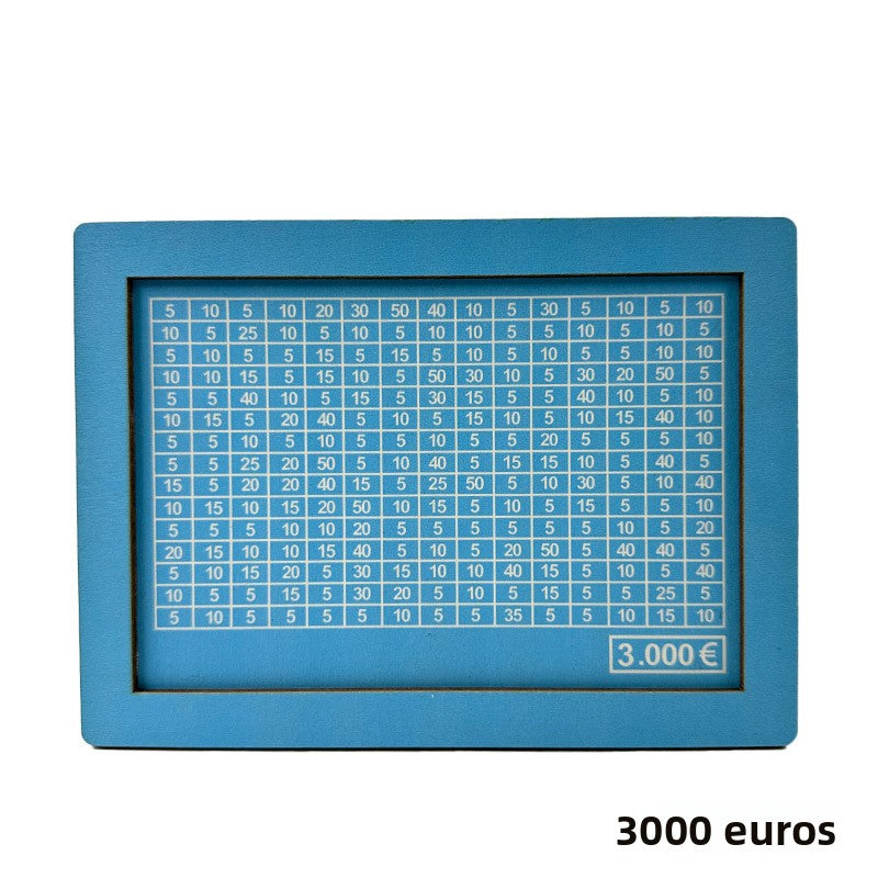 Wooden Goal Box with Counter blue 3000 euros free pen 17.2�12.5�6.5cm