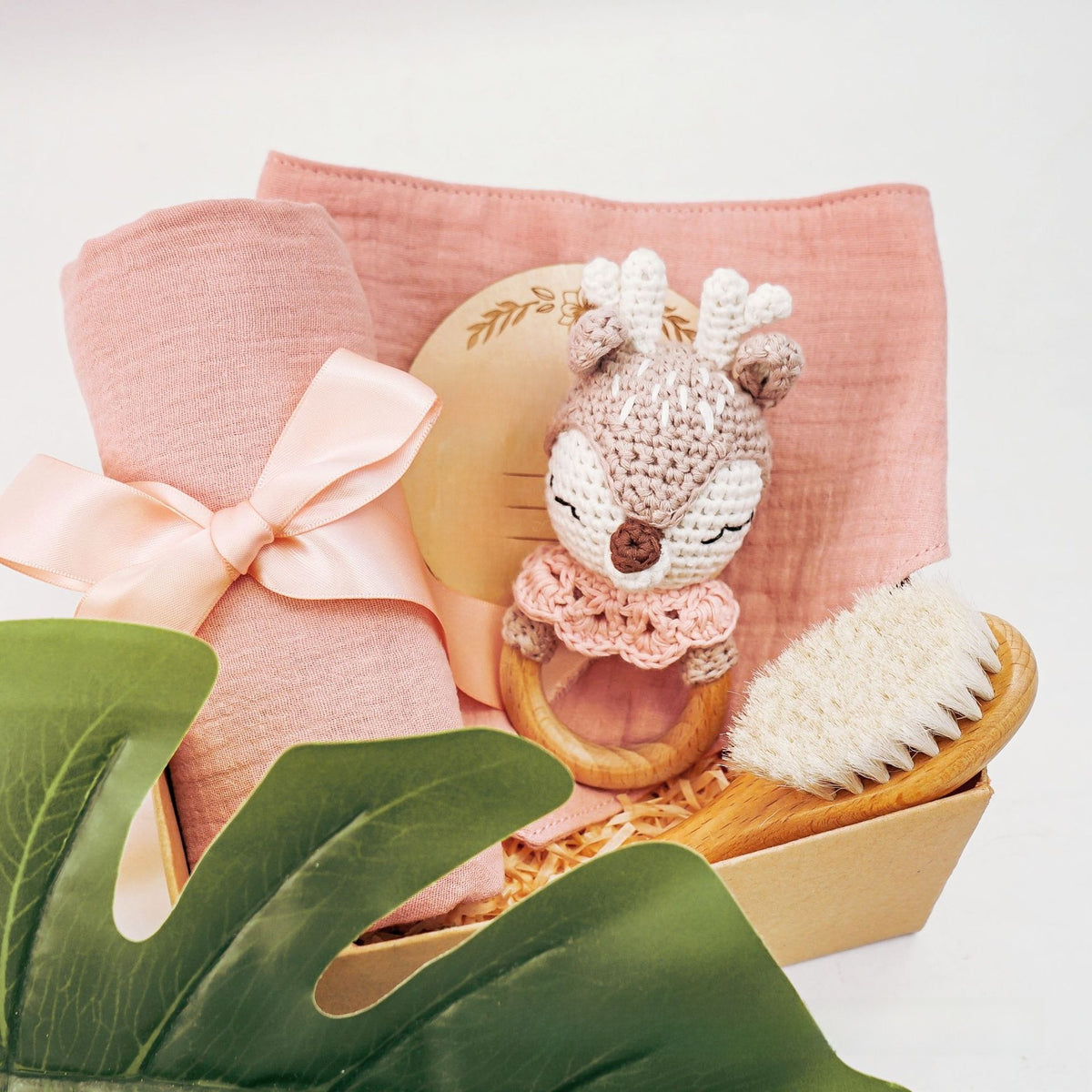 Pure Cotton Crochet Baby Rattle Gift Set Deer suit