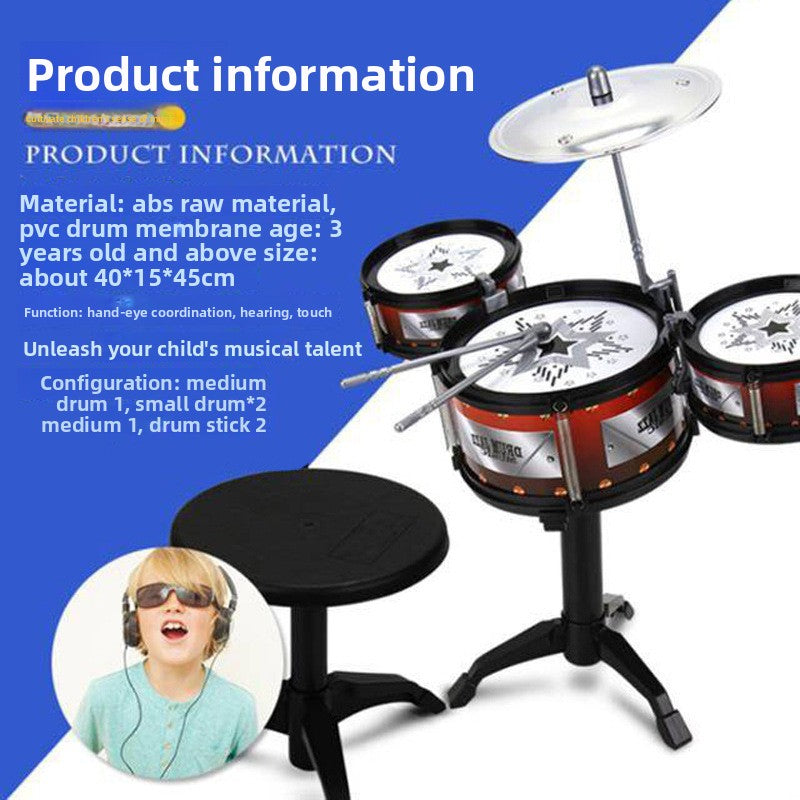 Beginner Drum Set for Kids Three drum set chair